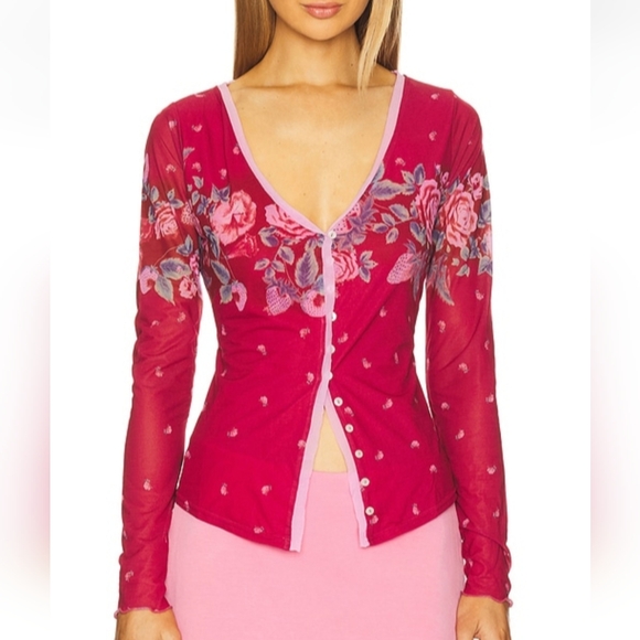 Free People Home Grown Mesh Cardi Combo - Picture 1 of 7
